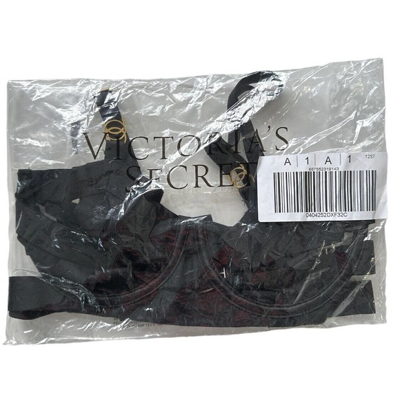 Victoria’s Secret Very Sexy Strappy Open Cup Demi Bra Size 32C 32D Black - Picture 4 of 4